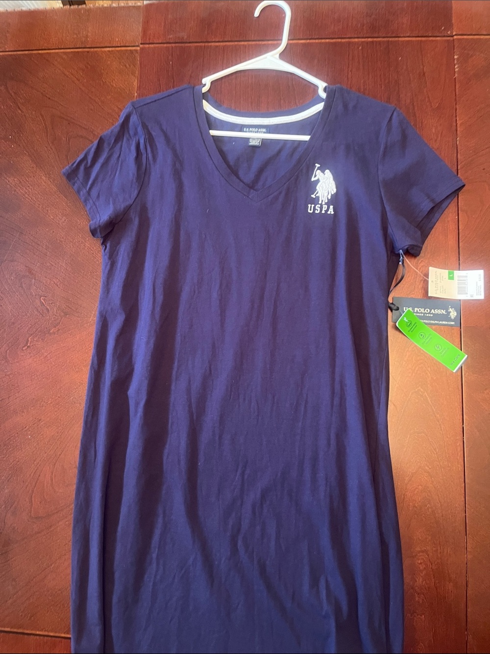 U.S. Polo Assn. Women's Navy V-Neck Short Sleeve Midi Dress with Logo